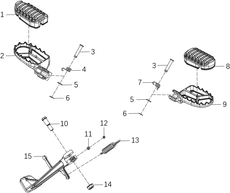Front Footrests & Side Stand E5+