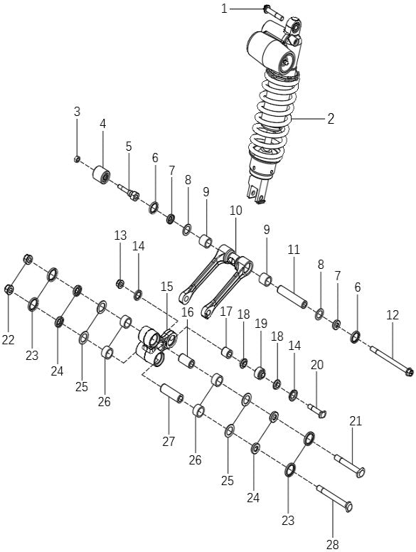 Rear Shock Absorber & Arm sub